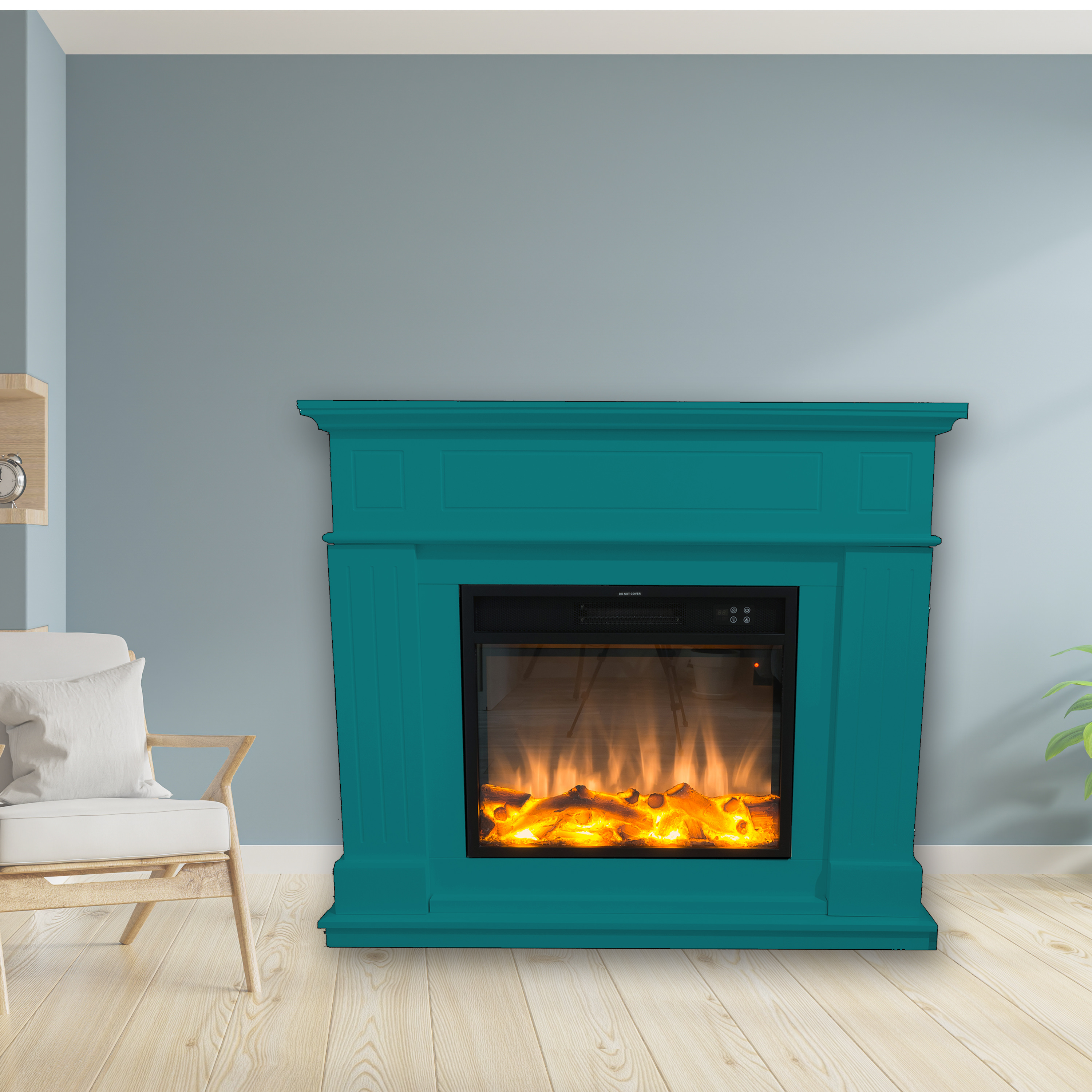 Turquoise Wall Mounted Electric Fireplac