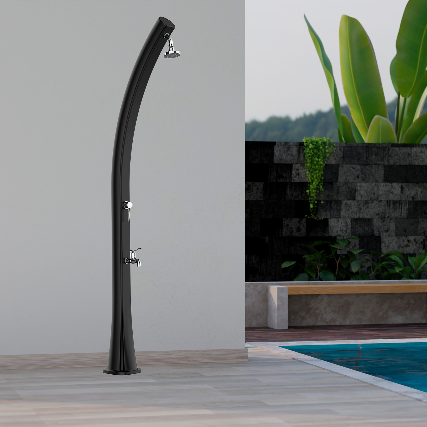 Black Outdoor Shower Solar Heating